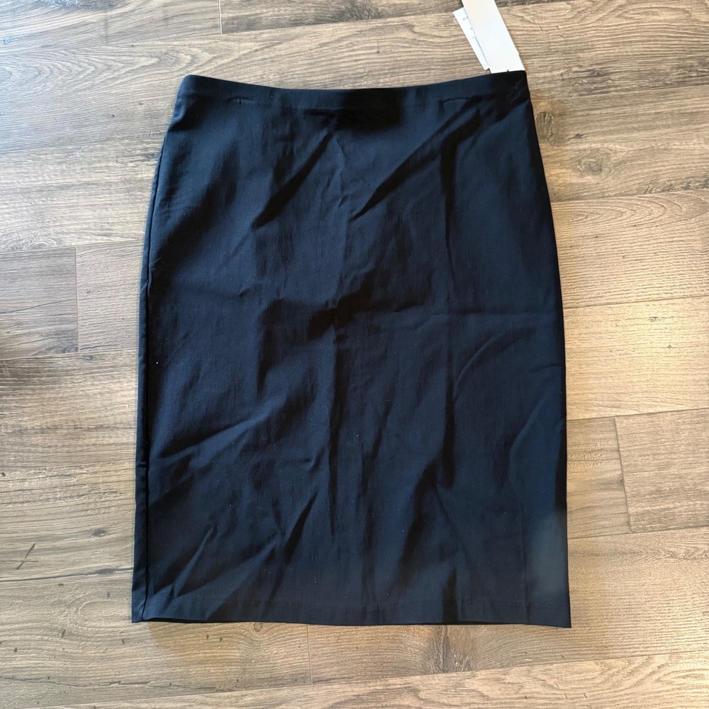 Linda Matthews Black Comfort Waist Pencil Skirt Large 595D676 New
